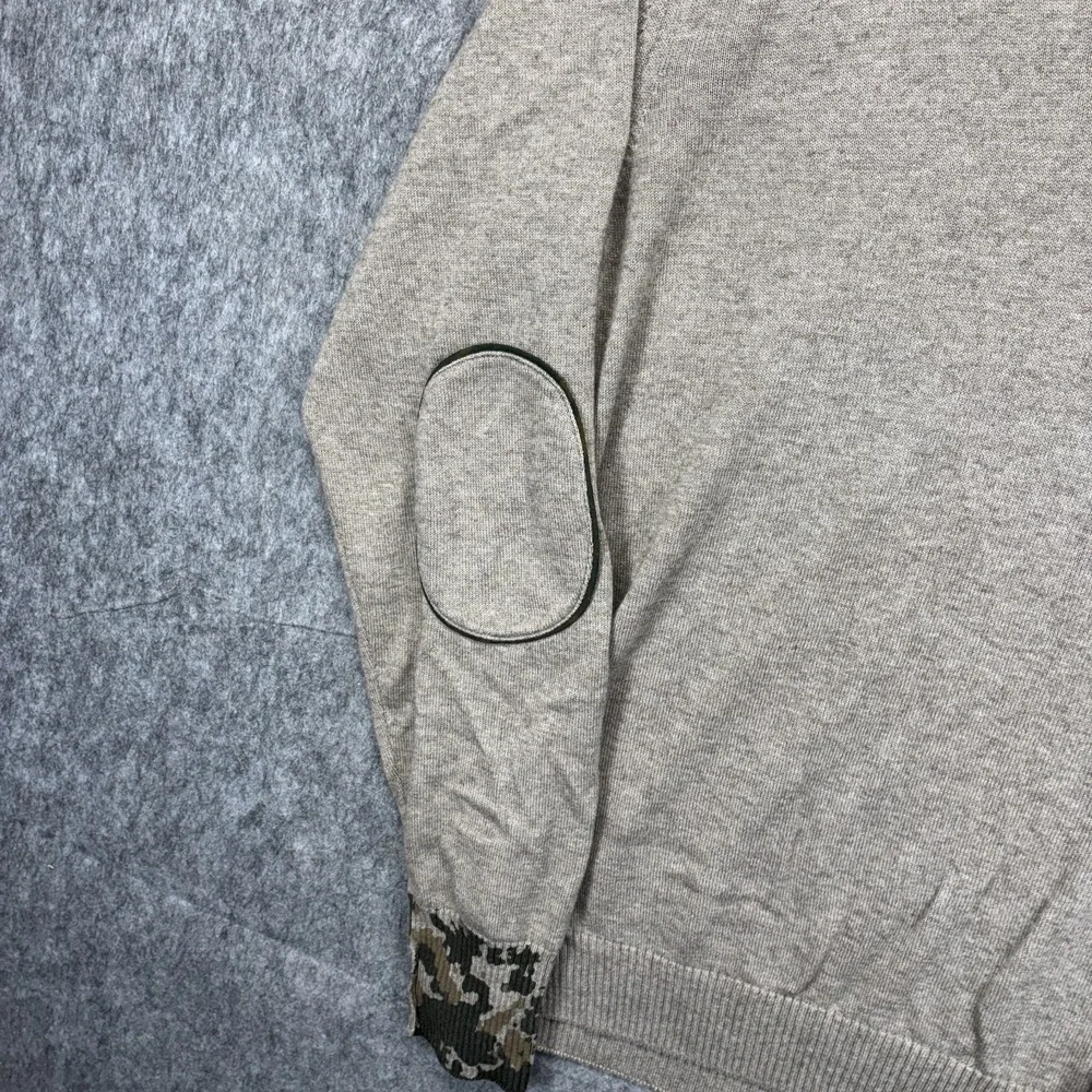 Beretta V Neck Camo Sweater Men's L/XL Elbow‎ Patches Brown Wool Hunting